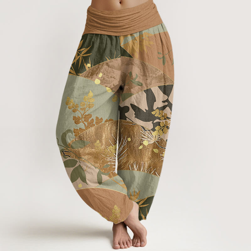 Buddha Stonesと半円の葉柄レディース伸縮性ウエストハーレムパンツ - ペルー - US22、 UK/AU26、 EU54 (6XL) - image 1