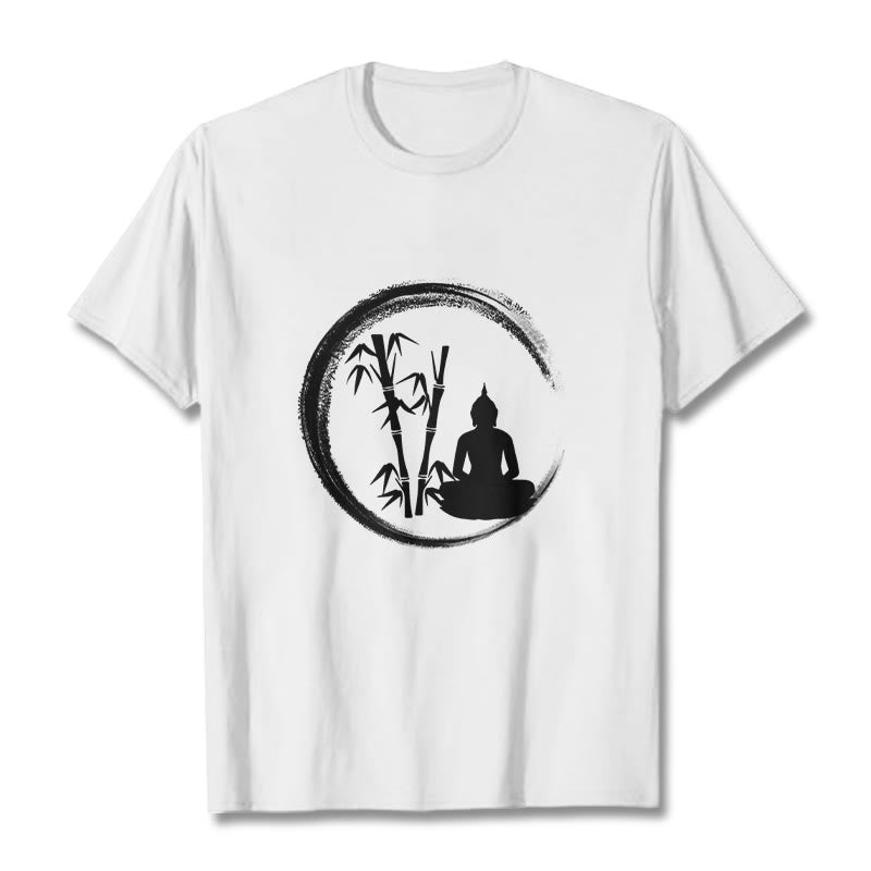 Buddha Stones禅仏像 座禅 竹 瞑想 Tシャツ - 白 - 2XL - image 6