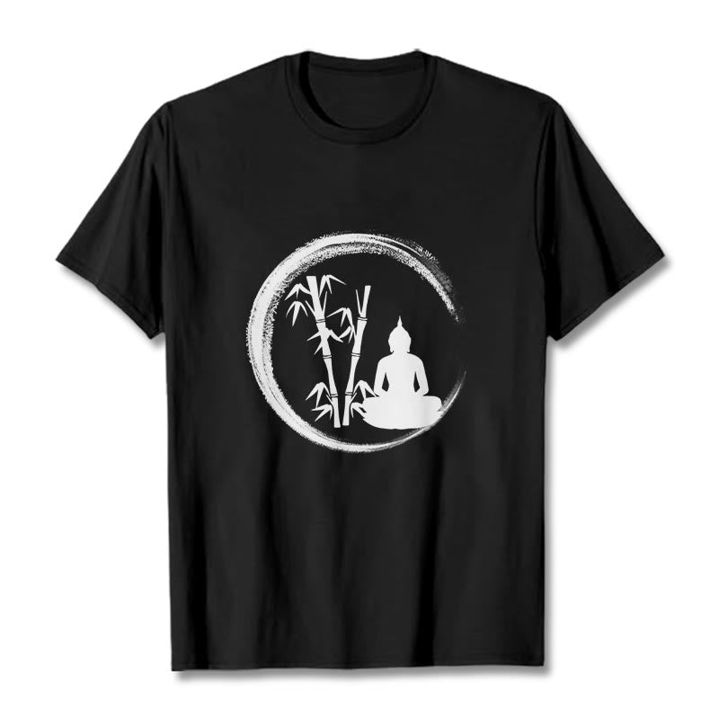 Buddha Stones禅仏像 座禅 竹 瞑想 Tシャツ - 黒 - 2XL - image 1