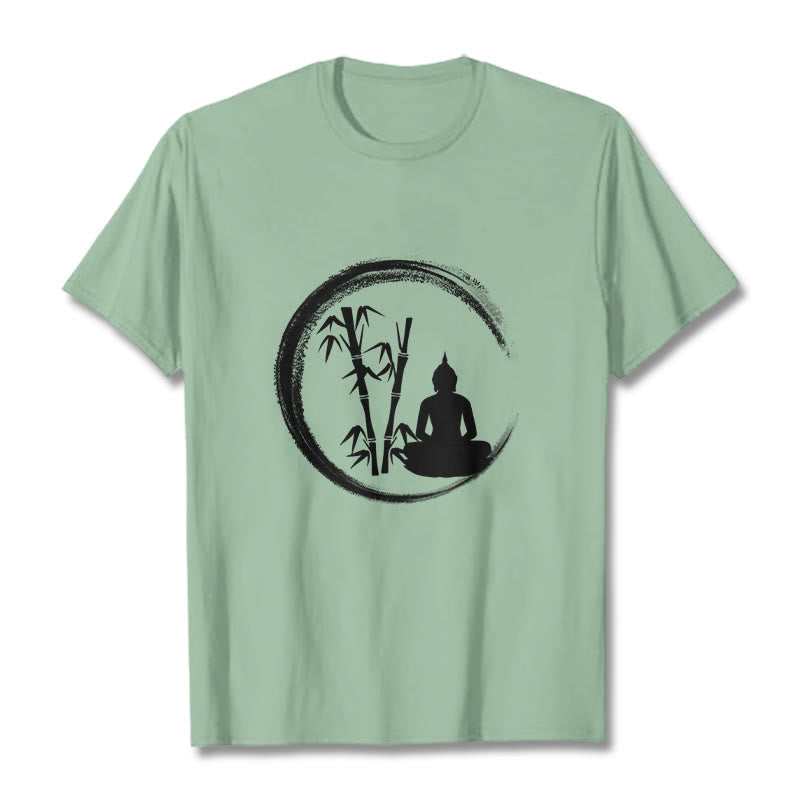 Buddha Stones禅仏像 座禅 竹 瞑想 Tシャツ - 淡い緑色 - 2XL - image 14