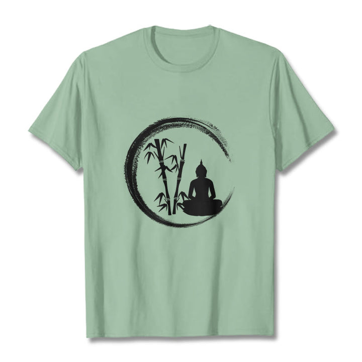 Buddha Stones禅仏像 座禅 竹 瞑想 Tシャツ - 淡い緑色 - 2XL - image 14