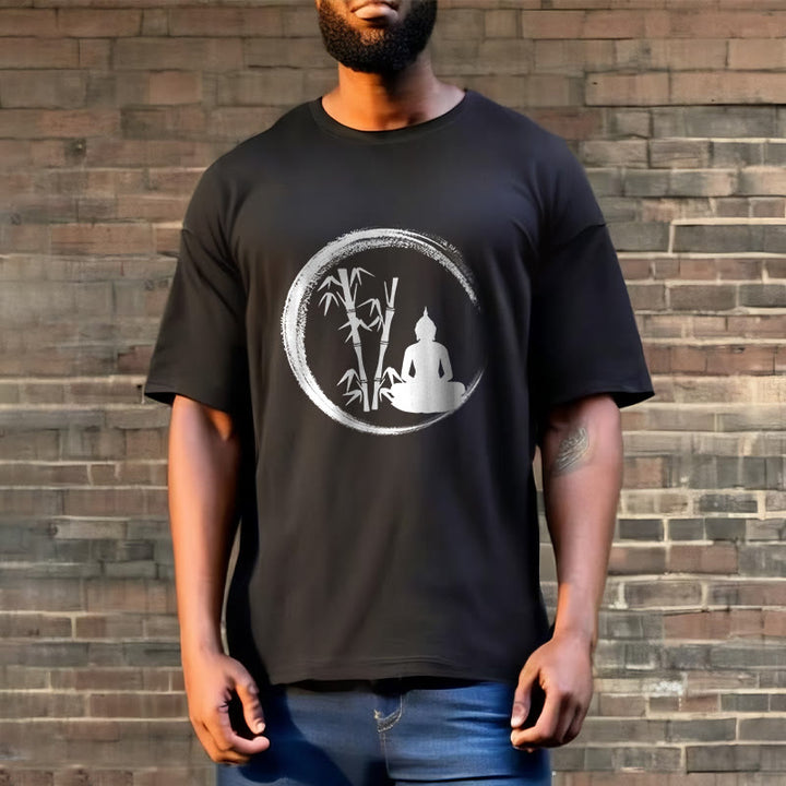 Buddha Stones禅仏像 座禅 竹 瞑想 Tシャツ - image 2