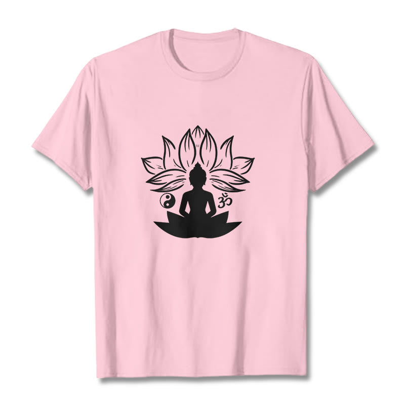 Buddha Stonesオム 陰陽 仏像 蓮華座 瞑想 Tシャツ - ライトピンク - 2XL - image 13