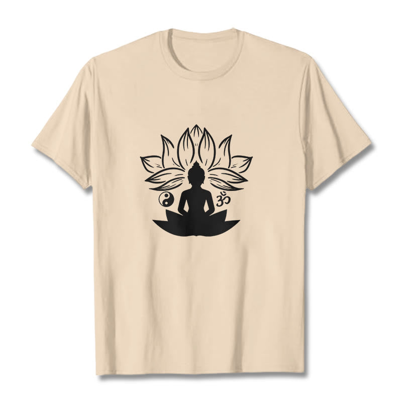 Buddha Stonesオム 陰陽 仏像 蓮華座 瞑想 Tシャツ - ビスク - 2XL - image 8