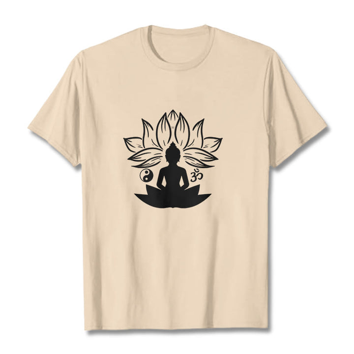 Buddha Stonesオム 陰陽 仏像 蓮華座 瞑想 Tシャツ - ビスク - 2XL - image 8
