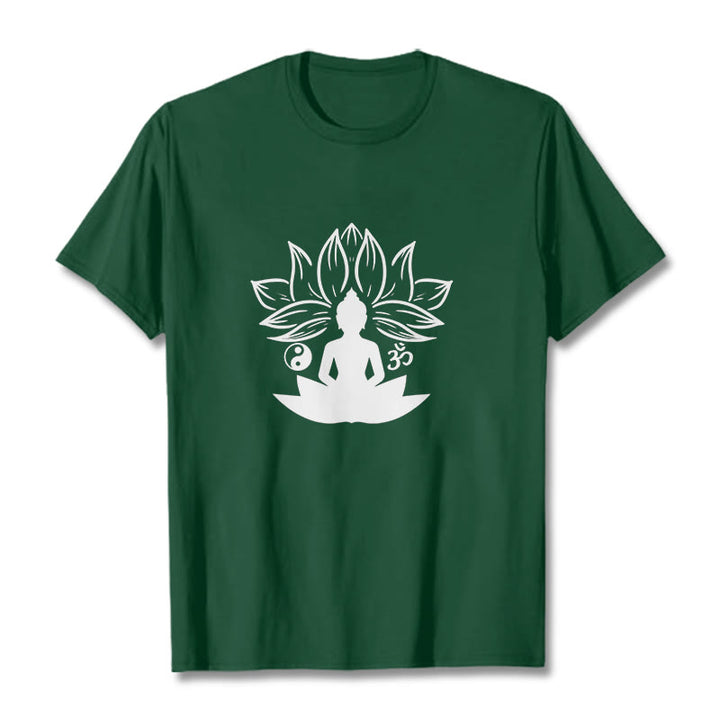 Buddha Stonesオム 陰陽 仏像 蓮華座 瞑想 Tシャツ - フォレストグリーン - 2XL - image 10