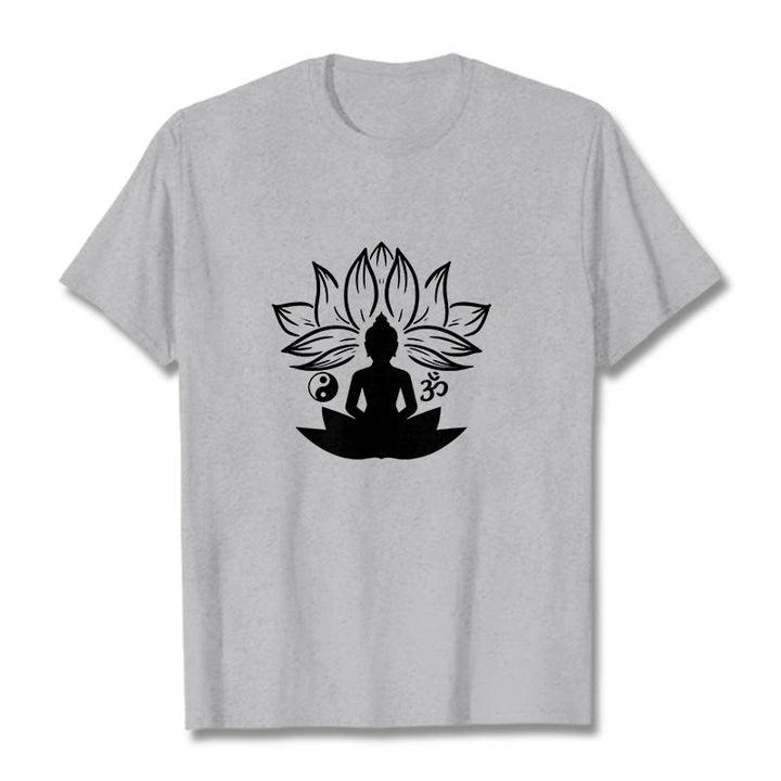 Buddha Stonesオム 陰陽 仏像 蓮華座 瞑想 Tシャツ - ライトグレー - 2XL - image 19