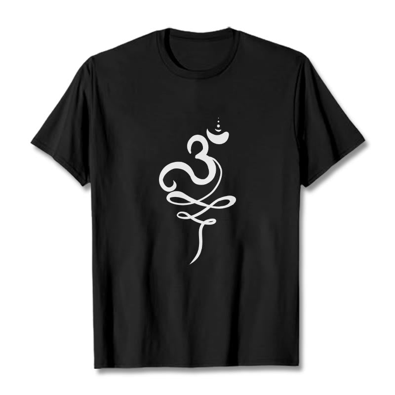 Buddha Stones OM サンスクリット ティー T シャツ - 黒 - 2XL - image 0