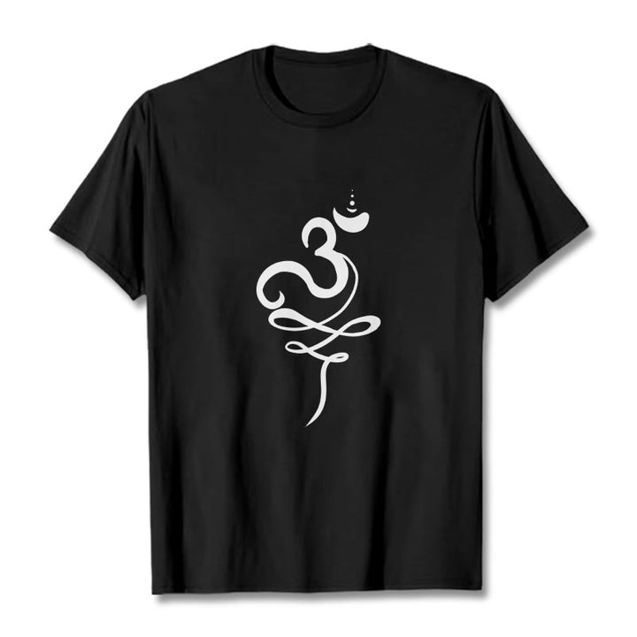 Buddha Stones OM サンスクリット ティー T シャツ - 黒 - 2XL - image 0