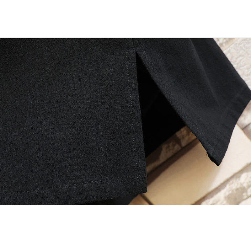 Buddha Stones唐装刺繍鶴柄サイドレースアップメンズコットンリネン半袖Tシャツ - image 8