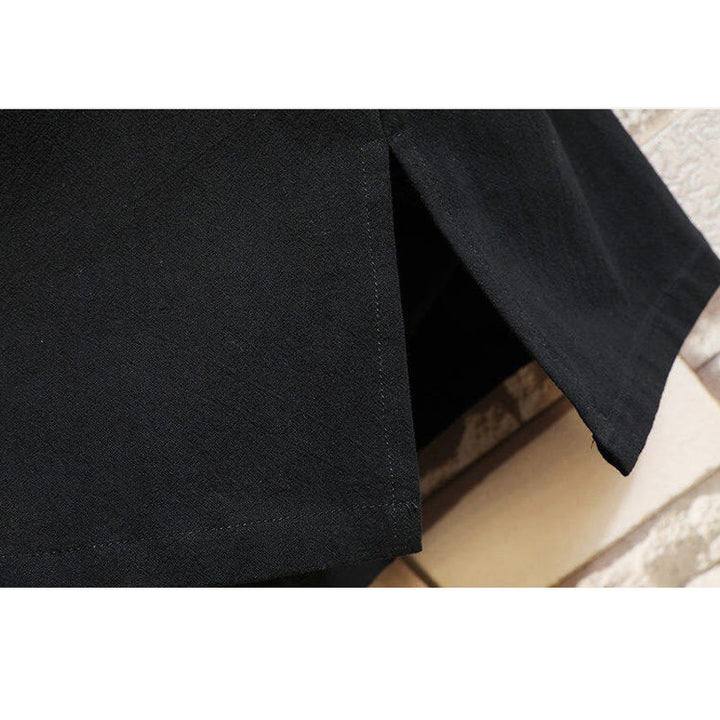 Buddha Stones唐装刺繍鶴柄サイドレースアップメンズコットンリネン半袖Tシャツ - image 8