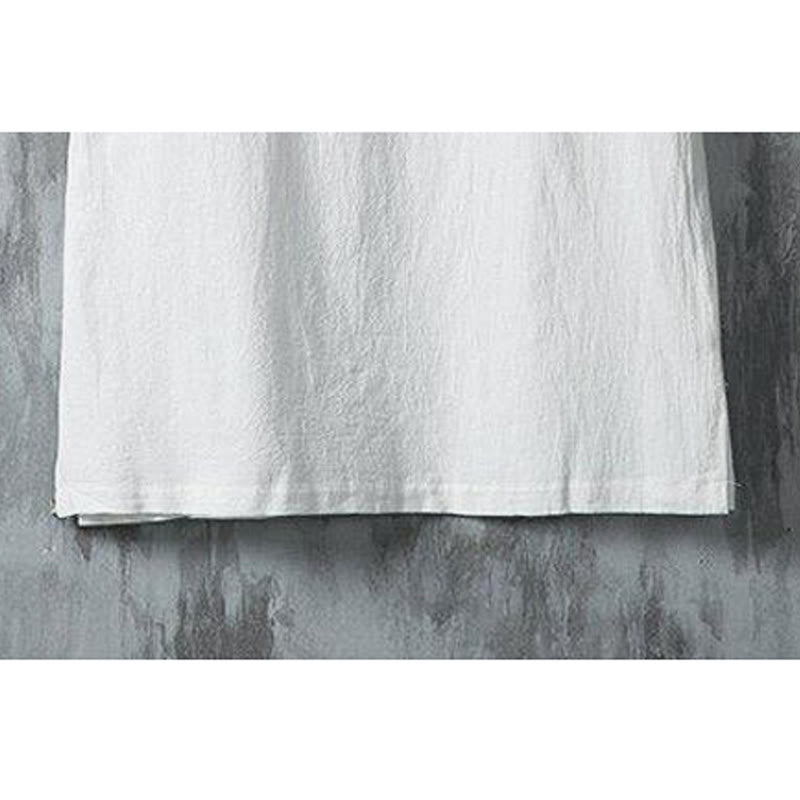 Buddha Stones夏 中国風 カエルボタン プリント メンズ 無地 パッチワーク 半袖 コットンリネン シャツ - image 5