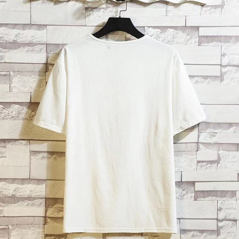 Buddha Stones 2点セット 半袖Tシャツ ドローストリング ショートパンツ ポケット付き メンズ コットンリネン 瞑想用クロスセット - image 4