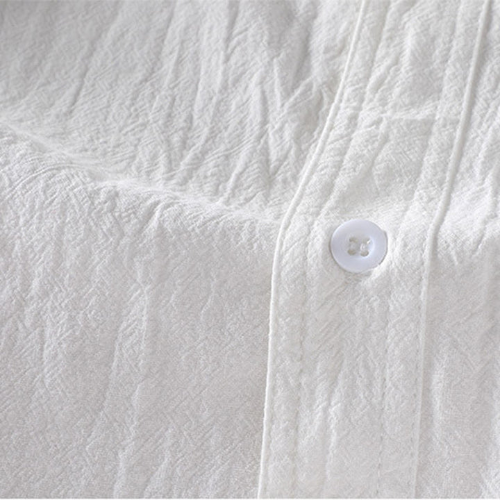 Buddha Stonesヴィンテージ カジュアル 無地 シングルブレスト 七分袖 メンズ コットンリネン シャツ ポケット付き - image 11