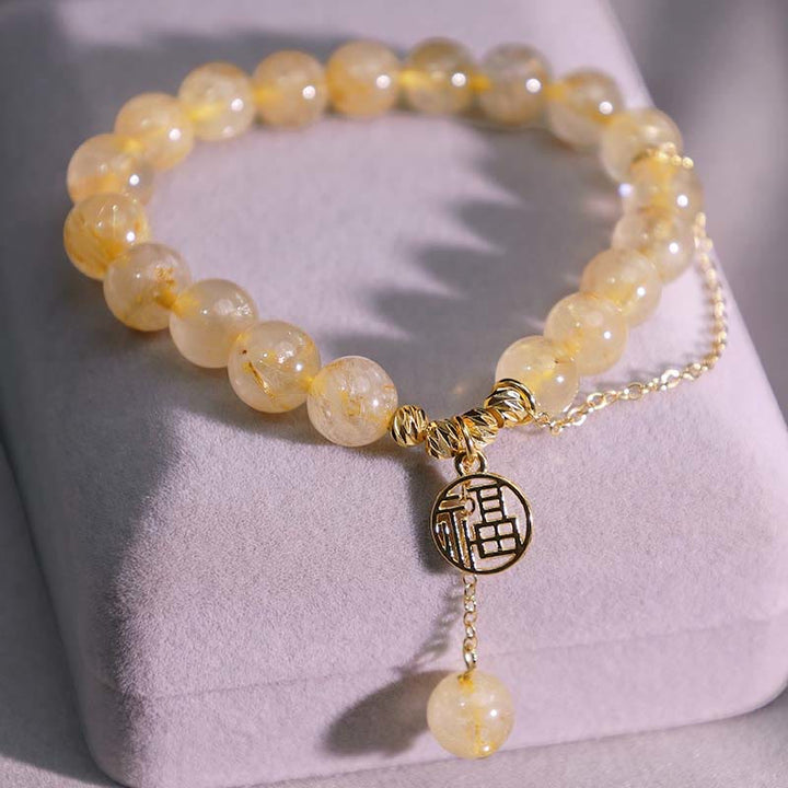 Buddha Stonesシトリン幸運福キャラクター幸福ブレスレット