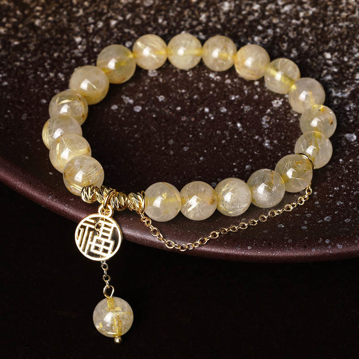 Buddha Stonesシトリン幸運福キャラクター幸福ブレスレット