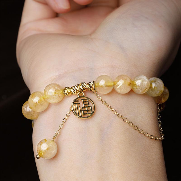 Buddha Stonesシトリン幸運福キャラクター幸福ブレスレット