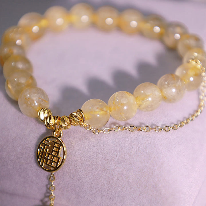 Buddha Stonesシトリン幸運福キャラクター幸福ブレスレット