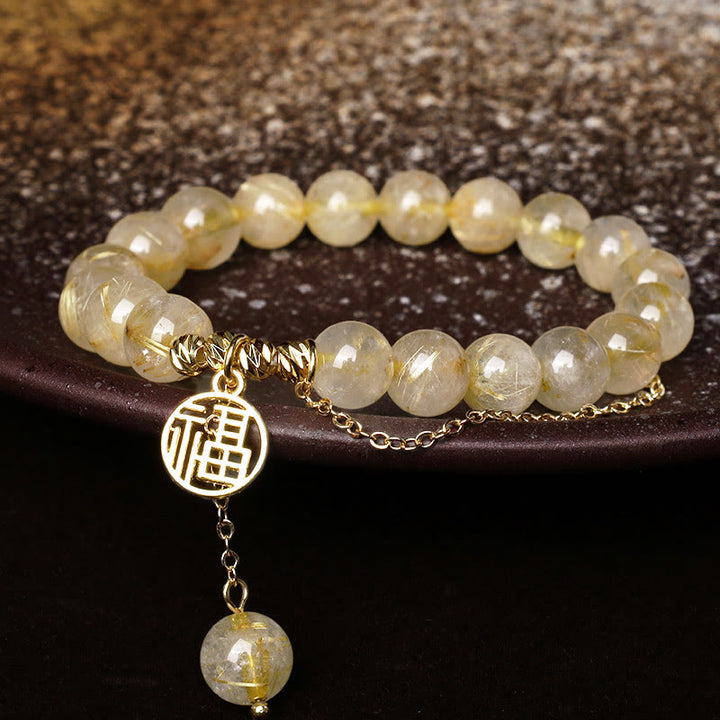 Buddha Stonesシトリン幸運福キャラクター幸福ブレスレット