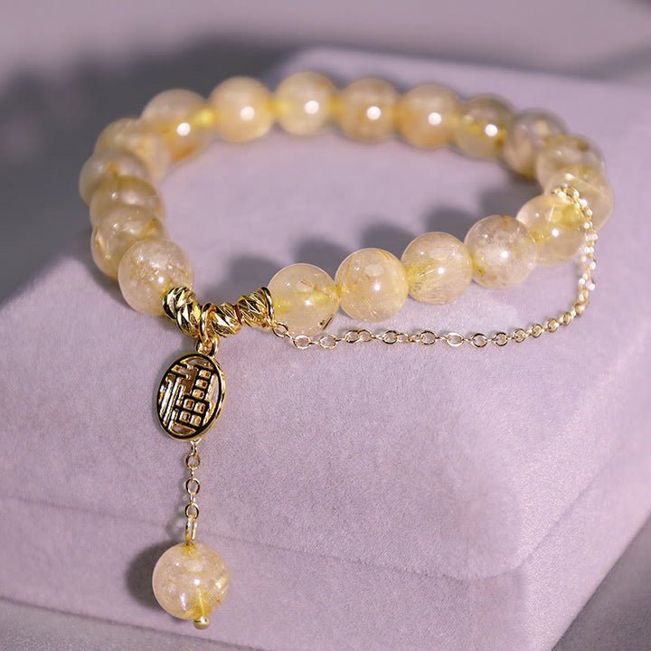 Buddha Stonesシトリン幸運福キャラクター幸福ブレスレット