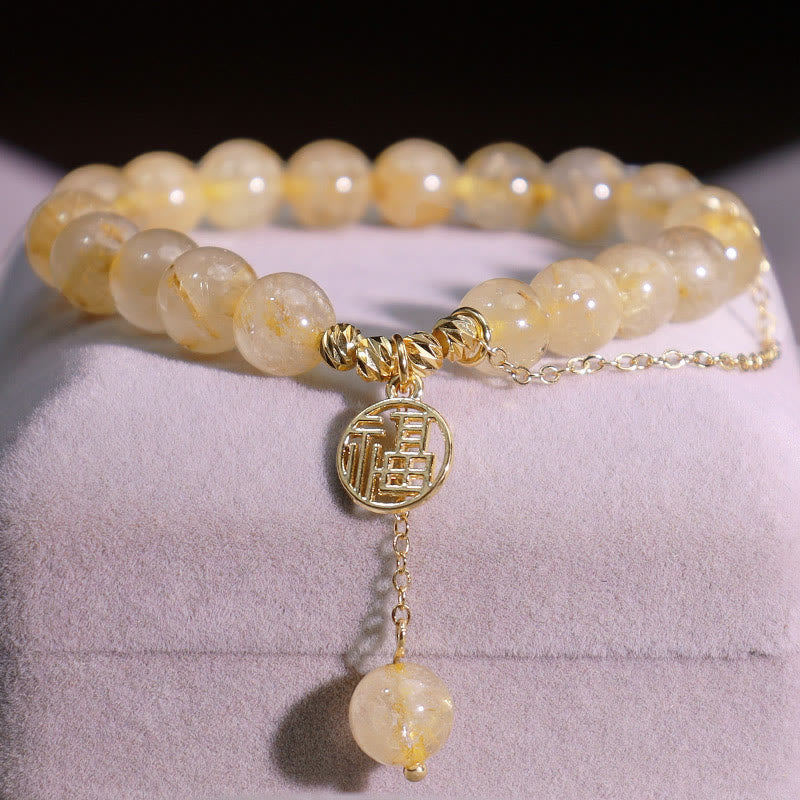 Buddha Stonesシトリン幸運福キャラクター幸福ブレスレット