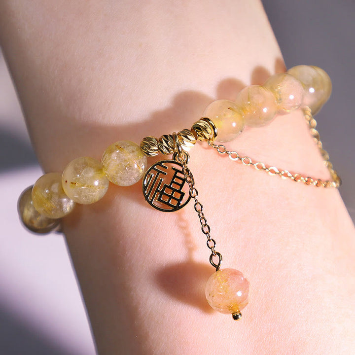 Buddha Stonesシトリン幸運福キャラクター幸福ブレスレット