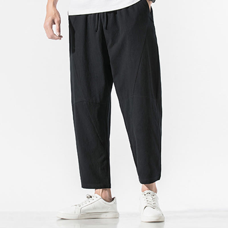 Buddha Stonesヴィンテージ ジャカード 無地 ドローストリング コットンリネン メンズ ハーレムパンツ ポケット付き - image 11