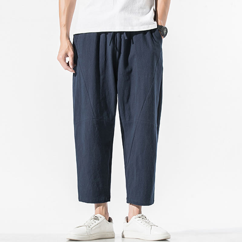 Buddha Stonesヴィンテージ ジャカード 無地 ドローストリング コットンリネン メンズ ハーレムパンツ ポケット付き - image 24