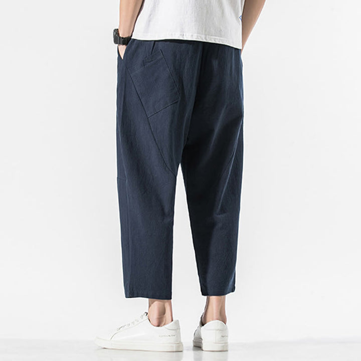 Buddha Stonesヴィンテージ ジャカード 無地 ドローストリング コットンリネン メンズ ハーレムパンツ ポケット付き - image 22