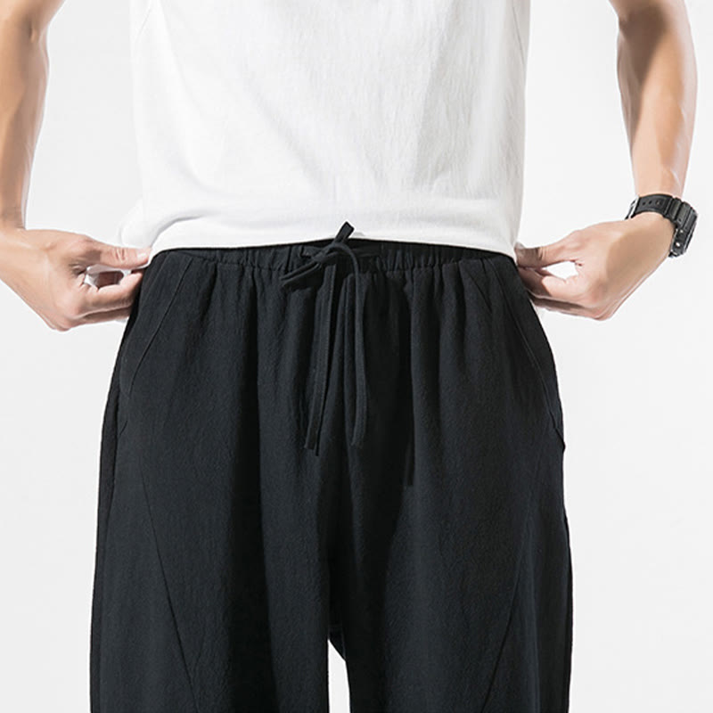 Buddha Stonesヴィンテージ ジャカード 無地 ドローストリング コットンリネン メンズ ハーレムパンツ ポケット付き - image 17