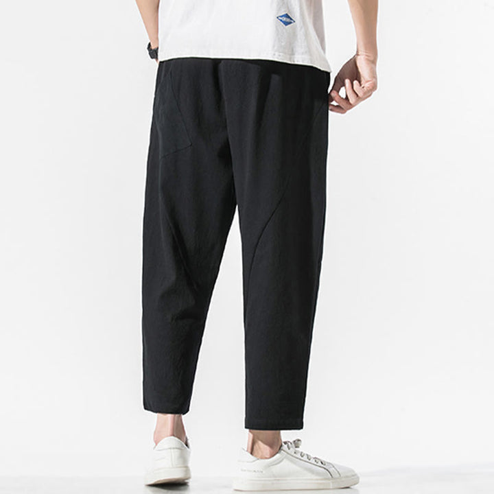 Buddha Stonesヴィンテージ ジャカード 無地 ドローストリング コットンリネン メンズ ハーレムパンツ ポケット付き - image 12