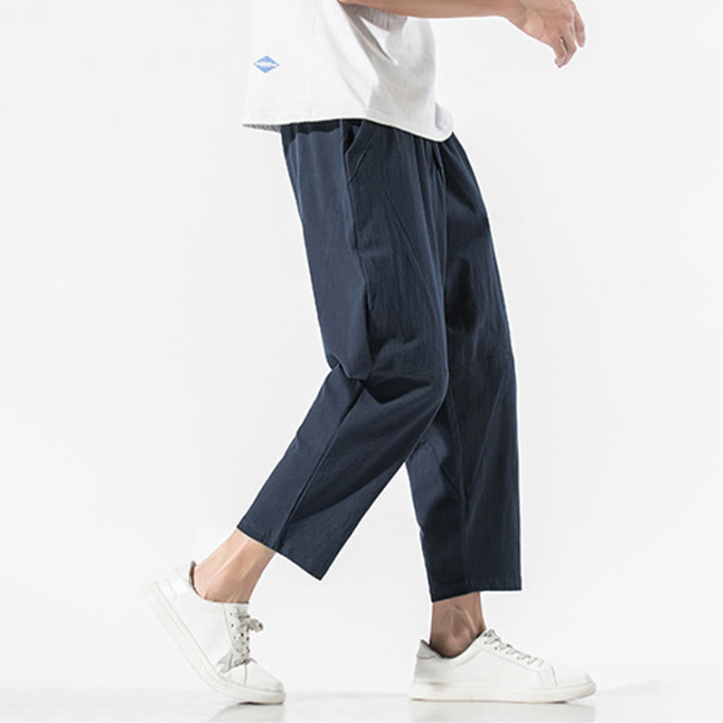 Buddha Stonesヴィンテージ ジャカード 無地 ドローストリング コットンリネン メンズ ハーレムパンツ ポケット付き - image 29