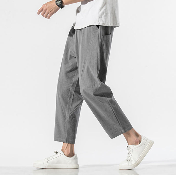 Buddha Stonesヴィンテージ ジャカード 無地 ドローストリング コットンリネン メンズ ハーレムパンツ ポケット付き - image 7