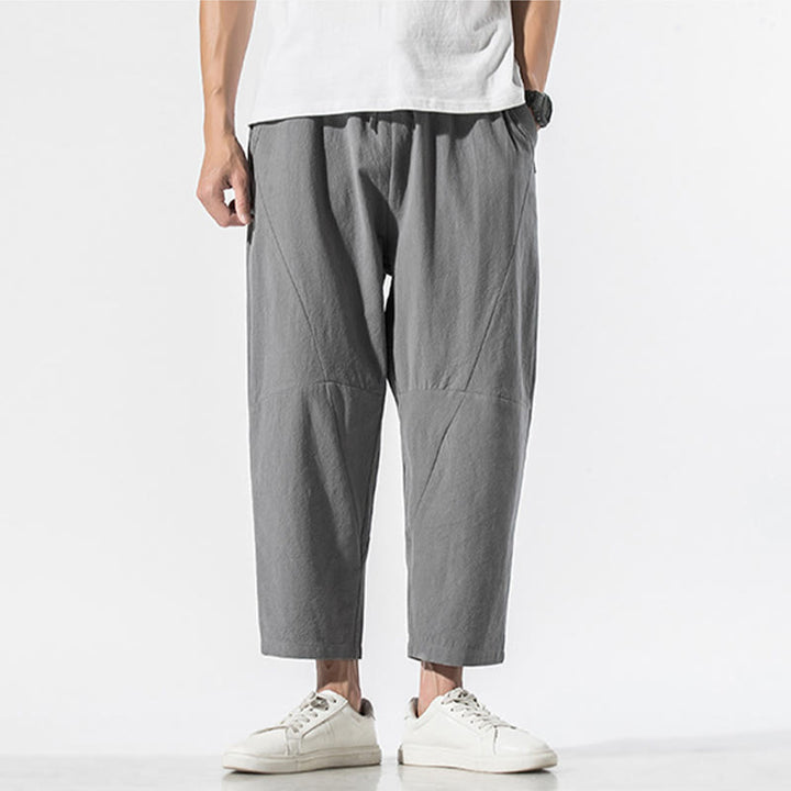 Buddha Stonesヴィンテージ ジャカード 無地 ドローストリング コットンリネン メンズ ハーレムパンツ ポケット付き - image 4