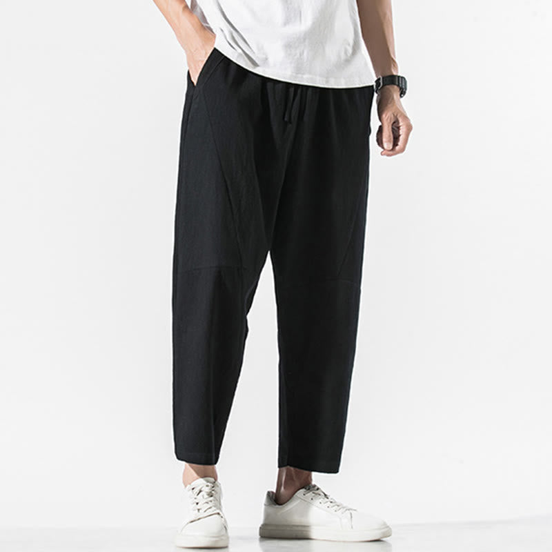 Buddha Stonesヴィンテージ ジャカード 無地 ドローストリング コットンリネン メンズ ハーレムパンツ ポケット付き - image 13