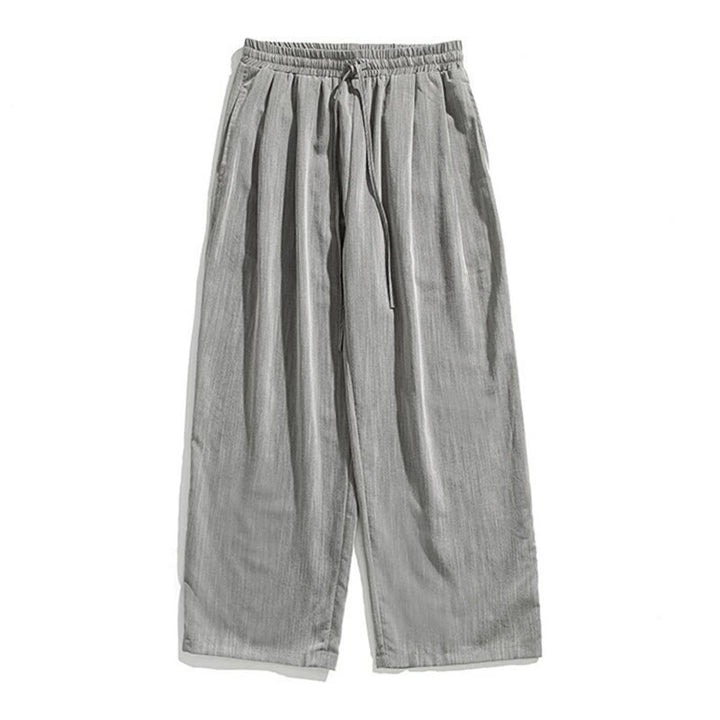 Buddha Stones夏 カジュアル 無地 ストレートレッグデザイン メンズ コットンリネン ドローストリングパンツ ポケット付き - image 11