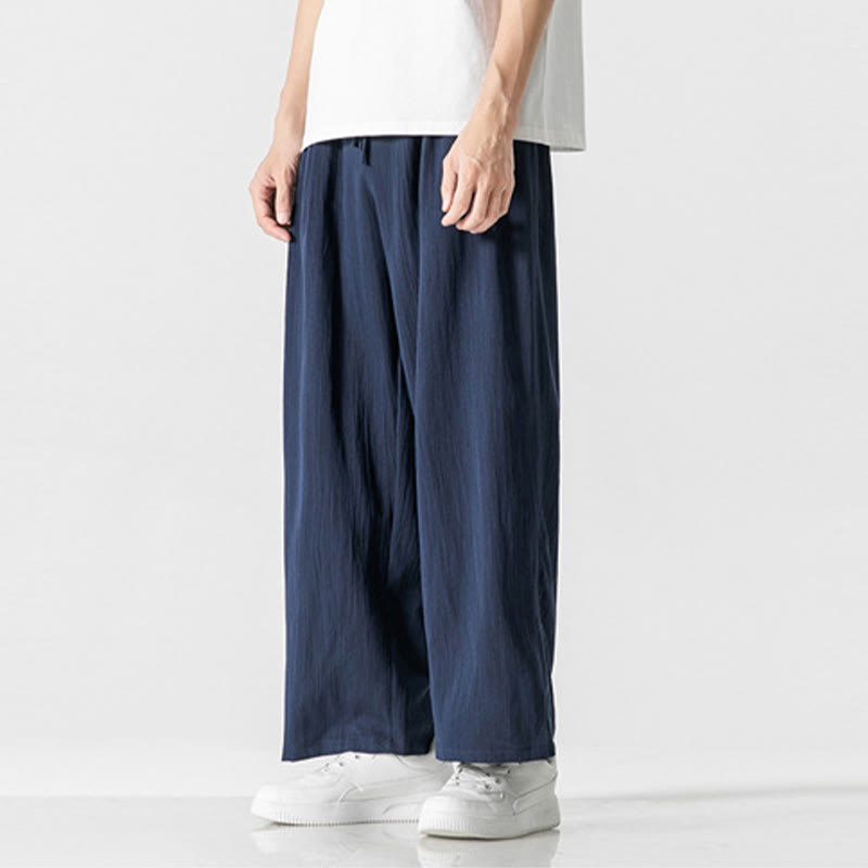 Buddha Stones夏 カジュアル 無地 ストレートレッグデザイン メンズ コットンリネン ドローストリングパンツ ポケット付き - image 22