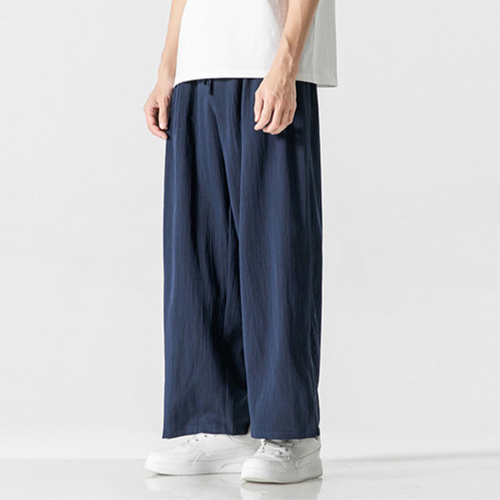 Buddha Stones夏 カジュアル 無地 ストレートレッグデザイン メンズ コットンリネン ドローストリングパンツ ポケット付き - image 22