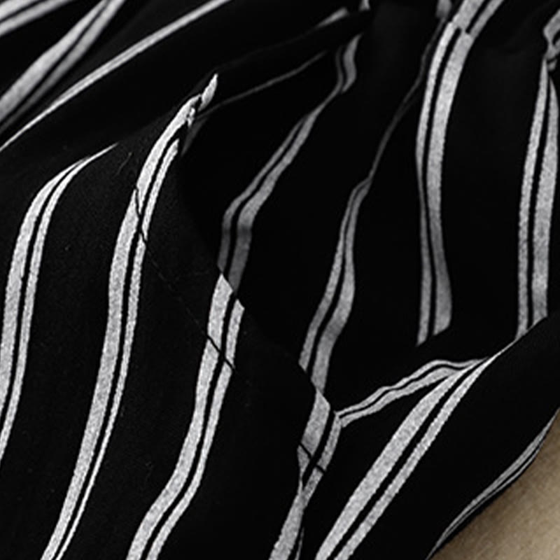 Buddha Stonesカジュアル アクリル ストライプ レースアップ レディース ワイドレッグパンツ ポケット付き - image 4