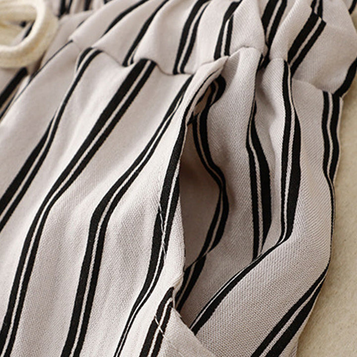 Buddha Stonesカジュアル アクリル ストライプ レースアップ レディース ワイドレッグパンツ ポケット付き - image 10