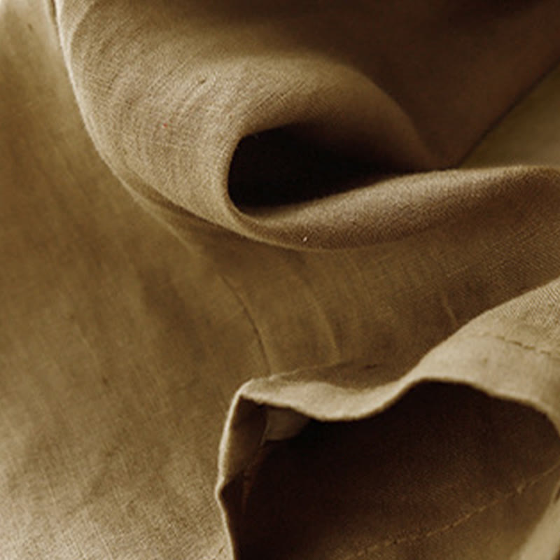 Buddha Stones夏 無地 カジュアル 7-8丈 ボタン レディース コットンリネン ハーレムパンツ ポケット付き - image 4