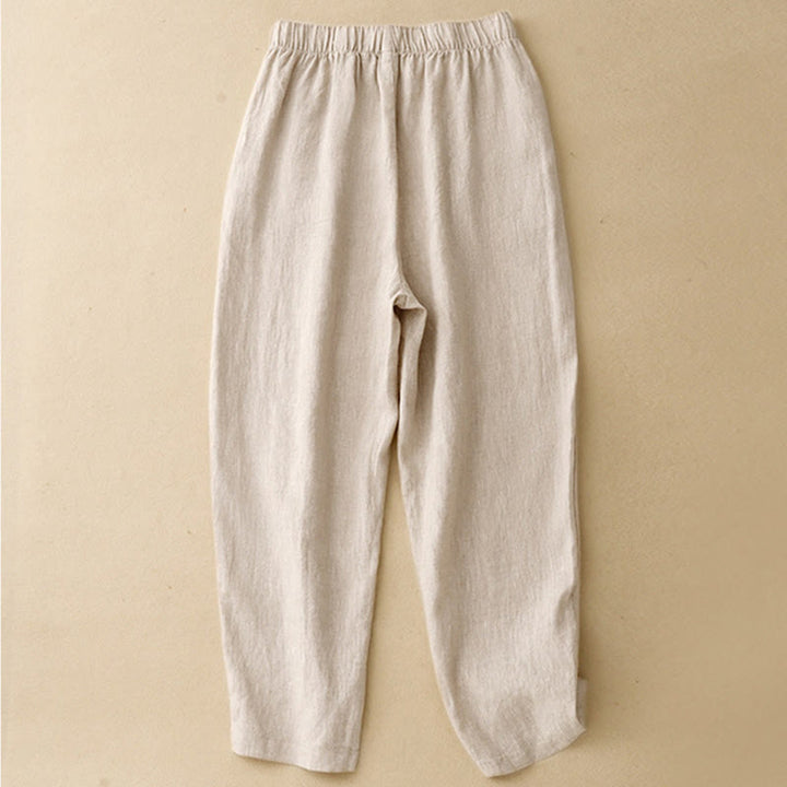 Buddha Stones夏 無地 カジュアル 7-8丈 ボタン レディース コットンリネン ハーレムパンツ ポケット付き - image 11