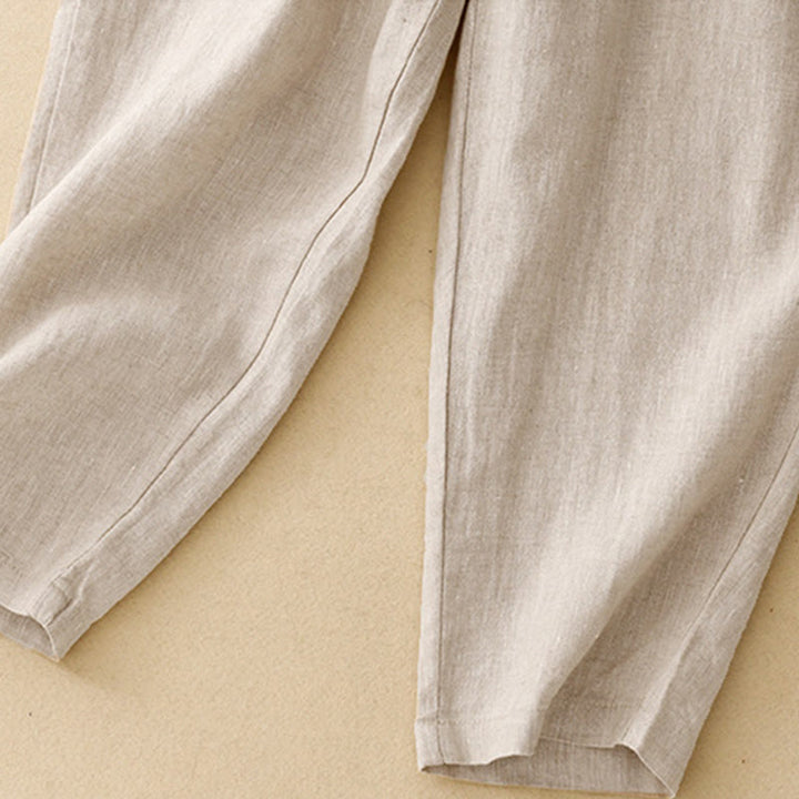 Buddha Stones夏 無地 カジュアル 7-8丈 ボタン レディース コットンリネン ハーレムパンツ ポケット付き - image 18