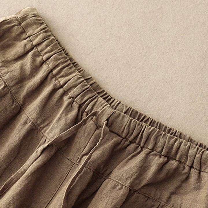 Buddha Stones夏 無地 カジュアル 7-8丈 レースアップ レディース コットンリネン ハーレムパンツ ポケット付き - image 8