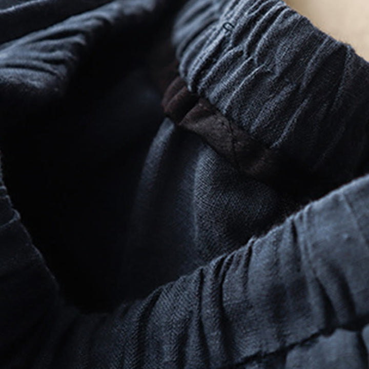 Buddha Stones夏 無地 カジュアル 7-8丈 レースアップ レディース コットンリネン ハーレムパンツ ポケット付き - image 15