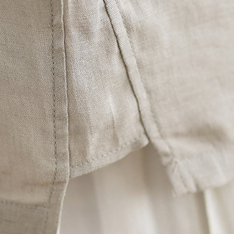 Buddha Stonesカジュアル レディース 刺繍花柄 フロッグボタン クルーネックデザイン 半袖 コットンリネンシャツ - image 8