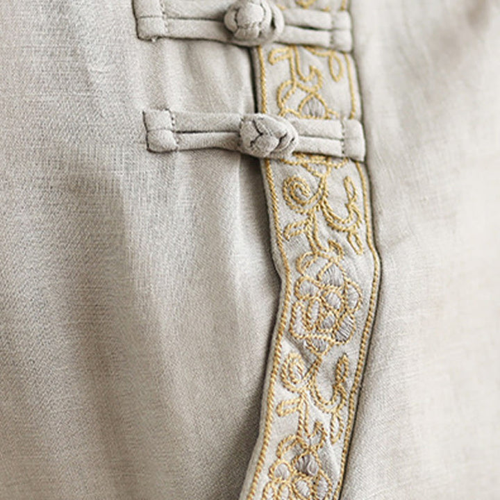 Buddha Stonesカジュアル レディース 刺繍入り花柄 カエルボタン クルーネック ハーフスリーブシャツ - image 11