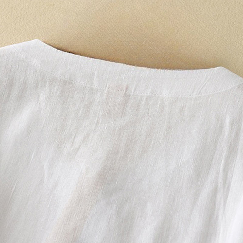 Buddha Stones夏用 カジュアル 無地 ポリエステル レディース Vネック ハーフスリーブ Tシャツ - image 13