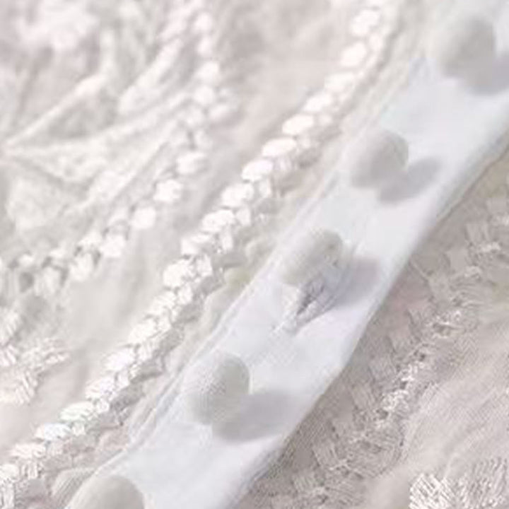 Buddha Stonesカジュアル レディース 刺繍花柄クルーネックデザイン 半袖コットンリネンシャツ - image 14