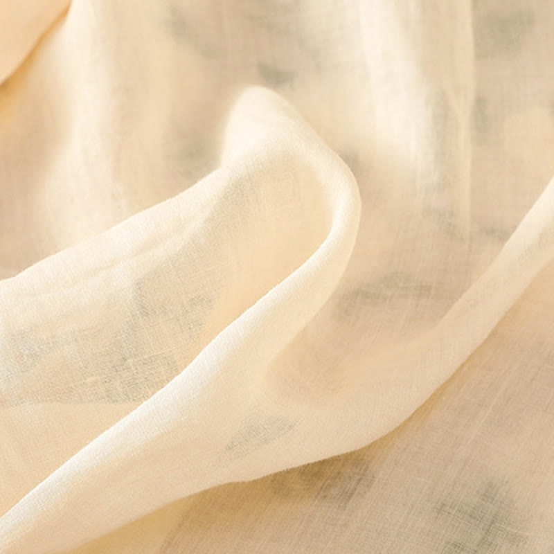 Buddha Stonesカジュアル レディース 花 緑の葉 刺繍柄 Vネックデザイン 半袖 コットンリネンシャツ - image 11